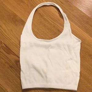 american eagle ribbed white halter top size medium